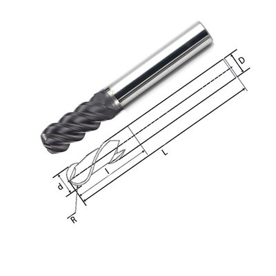 Extremo sólido Mills For Graphite de la nariz de la bola del carburo de tungsteno